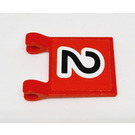 LEGO rot Flagge 2 x 2 mit Number 2 Aufkleber ohne ausgestellten Rand (2335)