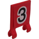 LEGO Red Flag 2 x 2 with Number 3 Sticker without Flared Edge (2335)