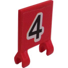 LEGO rot Flagge 2 x 2 mit Number 4 Aufkleber ohne ausgestellten Rand (2335)