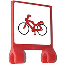 LEGO Red Flag 2 x 2 with Red Bicycle Sticker without Flared Edge (2335)