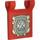 LEGO Red Flag 2 x 2 with Sand Green Shield, Tan Frame,Dish, Knife and Fork (Both Sides) Sticker with Flared Edge (80326)