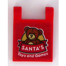 LEGO Red Flag 2 x 2 with Teddy Bear and 'SANTA'S Toys and Games' Sticker with Flared Edge (80326)