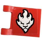 LEGO Rood Vlag 2 x 2 met Wit Lion's Hoofd Symbol Sticker zonder uitlopende rand (2335)