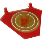 LEGO Red Flag 5 x 6 Hexagonal with dragon head in circle on both sides Sticker with Thick Clips (17979)