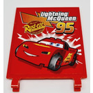 LEGO Red Flag 6 x 4 with 2 Connectors with 'Lightning McQueen 95' and Rust-eze Logo Sticker (2525)