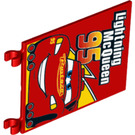 LEGO Red Flag 6 x 4 with 2 Connectors with Lightning McQueen 95 yellow flash behind (2525 / 34237)