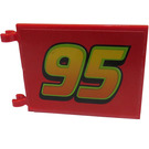 LEGO Red Flag 6 x 4 with 2 Connectors with Yellow '95' Sticker (2525)