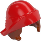 LEGO Rosso Cappello con Folded Brim con Arancione scuro Bob Cut Capelli (105749)