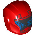 LEGO rot Helm mit Smooth Vorderseite mit Hourglass und Pixels (28631 / 102992)