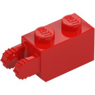 LEGO Rød Hengsel Kloss 1 x 2 Låsende med 2 Fingre (Vertikal Ende) (30365 / 54671)