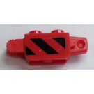 LEGO Red Hinge Brick 1 x 2 Vertical Locking Double with Black and Red Danger Stripes Pattern on Both Sides Sticker (30386)
