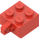 LEGO Rød Hængsel Klods 2 x 2 Låsning med 1 Finger Lodret (intet akselhul) (30389)