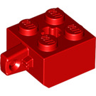 LEGO Rood Scharnier Steen 2 x 2 Vergrendelings met 1 Finger Verticaal met asgat (30389 / 49714)