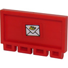 LEGO rot Scharnier Fliese 2 x 4 mit Ribs mit Mail Envelope Aufkleber (2873)