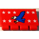 LEGO rot Scharnier Fliese 2 x 4 mit Ribs mit Weiß Stars und Blau Eagle Aufkleber (2873)