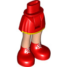 LEGO Red Hip with Basic Curved Skirt with Red Boots with White Laces with Thick Hinge