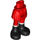 LEGO Rood Heup met Basic Gebogen Rok met Rood Poten en Zwart Boots met dik scharnier (92820)