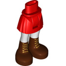 LEGO Rosso Fianco con Basic Curvo Gonna con Reddish Marrone Boots con Gold Laces con cerniera spessa (35634)