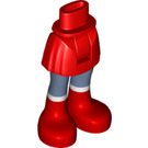 LEGO rot Hüfte mit Basic Gebogen Skirt mit Sand Blau Beine und rot Shoes mit dickem Scharnier (92820)