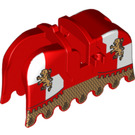 LEGO Rood Paard Barding met Gold Lions, Rood en Wit Checkered (2490 / 91657)
