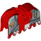 LEGO Red Horse Barding with Gold Lions, Silver Chain Protection (2490)
