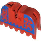 LEGO Red Horse Barding with Red Dragons on Blue Background (2490)