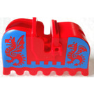 LEGO Red Horse Barding with Red Dragons on Blue Background (2490)