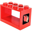 LEGO Rød Slange Reel 2 x 4 x 2 Holder med Brann logo (4209)