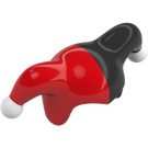 LEGO Red Jester's Cap with Black Left Side and White Pom Poms (107115)