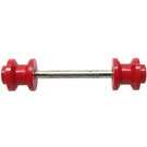 LEGO Red Metal Axle and Two Wheels (Dually Tire)