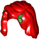 LEGO rot Mittlere Länge Haar mit Seitenscheitel mit Green Anlage Blätter (75942 / 85974)