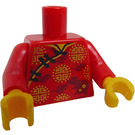 LEGO Red Minifig Torso Assembly BAM Oriental Rat Pattern