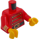 LEGO Rot Minifigur Torso Soldat Uniform mit 3 Gold Chains, 6 Knöpfe und Schwarz Gürtel mit Gold Buckle (973)