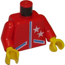 LEGO Red Minifig Torso with Blue Zippers and two Stars (973 / 73403)