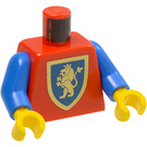LEGO Red Minifig Torso with Crusaders Gold Lion Shield Old Style (973)