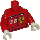 LEGO Red Minifig Torso with Ferrari Shield Sticker on Front and Vodaphone and Shell logos Sticker on Back with Red Arms and White Hands (973)