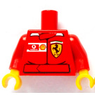 LEGO Rød Minifigur Overkropp med Ferrari Skjold Klistremerke på Front og Vodaphone og Shell logos Klistremerke på baksiden med Rød Armer og Gul Hender (973)