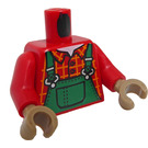 LEGO rouge Minifig Torse avec Green Overalls, rouge Shirt avec Bright Light Orange Check (973)