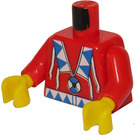 LEGO Rood Minifiguur Torso met indian Shirt Wit en Blauw Decoratie (973 / 73403)