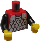 LEGO Rød Minifigur Overkropp med Ridder Kjede Mail (973 / 73403)