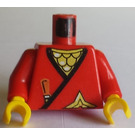LEGO Red Minifig Torso with Ninja Wrap, Dagger and Gold Throwing Star (973)