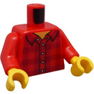 LEGO Röd Minifigur Kropp  med Open-Necked Plaid Skjorta (973 / 76382)