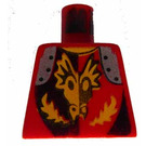 LEGO Rood Minifiguur Torso zonder armen met Draak Knights Brand breathing Drakenkop (973)