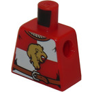 LEGO Rød Minifig Torso uden arme med Tunic med hvid Quartered Design med Løve (973)