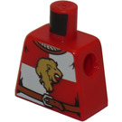 LEGO Red Minifig Torso without Arms with Tunic with White Quartered Design with Lion (973)