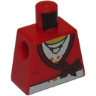 LEGO Rojo Minifigura Torso sin brazos con Wrap Parte superior over Blanco Camisa (973)