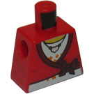 LEGO Rood Minifig Torso zonder armen met Wrap Top over Wit Shirt (973)