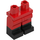 LEGO Röd Minifigur Höfter och ben med Svart Boots (21019 / 77601)