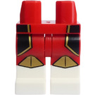 LEGO Červená Minifigurka Nohy s super Warrior (Bílá feet, s Černá/Gold) Dekorace (3815)