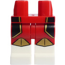 LEGO rot Minifigure Beine mit super Warrior (Weiß feet, mit Schwarz/Gold) Dekoration (3815)